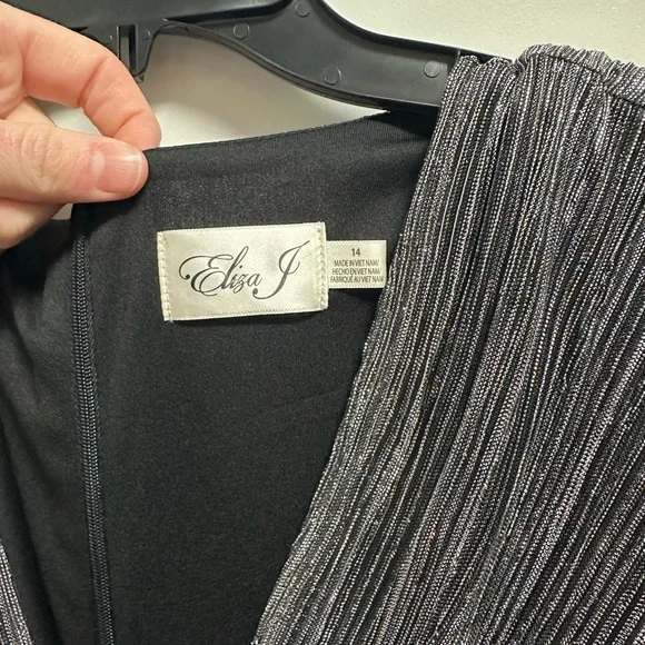 Gently Used Eliza J Elegant Silver Wrap jumpsuit - Picture 2 of 8